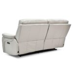 Fletcher Light Grey Leather Power Reclining Large 2 Seater Sofa with Power Headrest - Image 8
