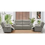 Fletcher Light Grey Leather Power Reclining Large 2 Seater Sofa with Power Headrest - Image 5