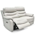 Fletcher Light Grey Leather Power Reclining 2 Seater Sofa with Power Headrest - Image 4