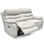 Fletcher Light Grey Leather Power Reclining Large 2 Seater Sofa with Power Headrest - Image 4