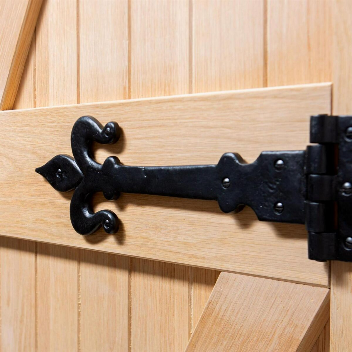 Fleur De Lis T-Hinge Cast Iron Antique Interior Exterior Hinges W405mm Black - Image 5