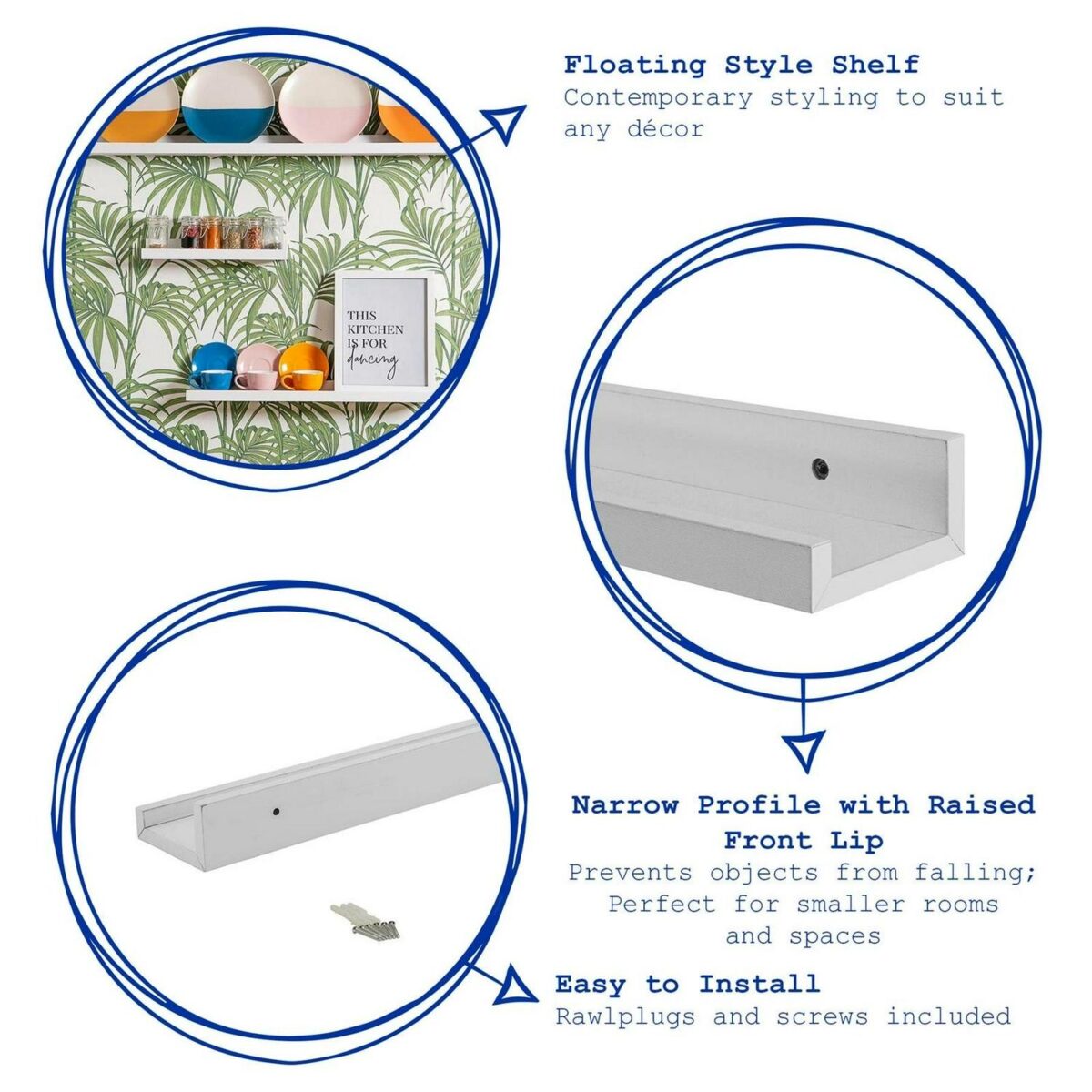Floating Picture Photo Shelf Shelves Photo Rail, 56cm - White - Set of 3 - Image 2