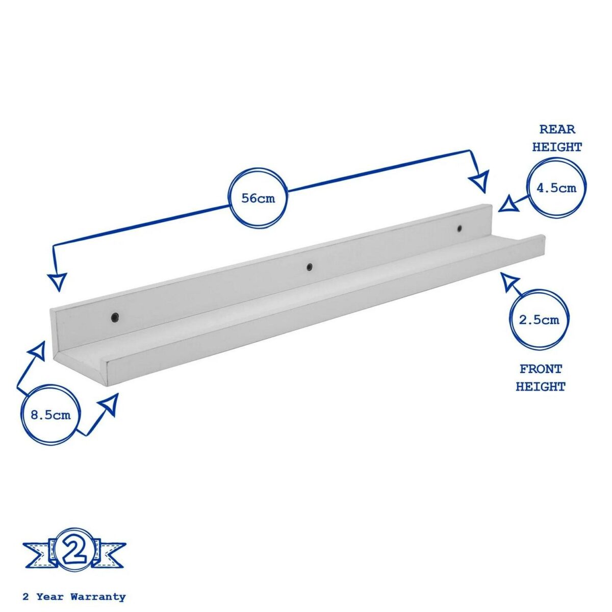 Floating Picture Photo Shelf Shelves Photo Rail, 56cm - White - Set of 3 - Image 3