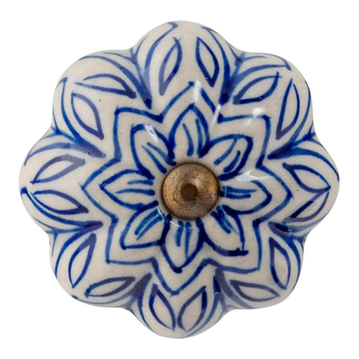 Floral Ceramic Cabinet Knob Vintage Cupboard Door Drawer Handles Navy - Image 1