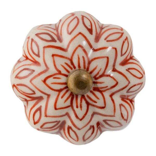 Floral Ceramic Cabinet Knob Vintage Cupboard Door Drawer Handles Dark Red