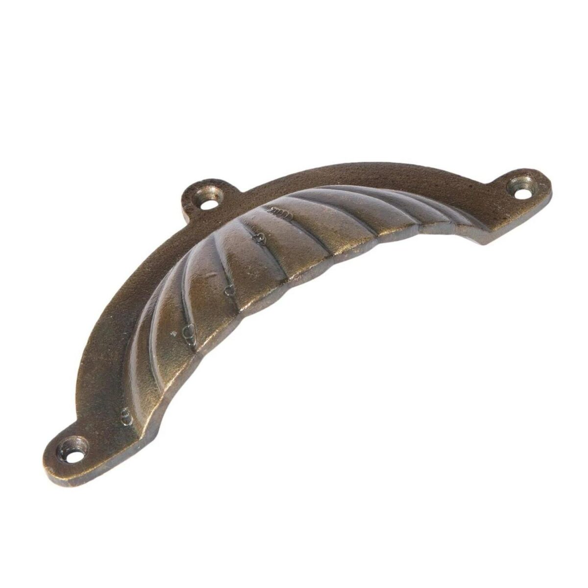 Fluted Cabinet Cup Handle Cast Iron Cupboard Handles 130mm x 60mm Brass - Image 1