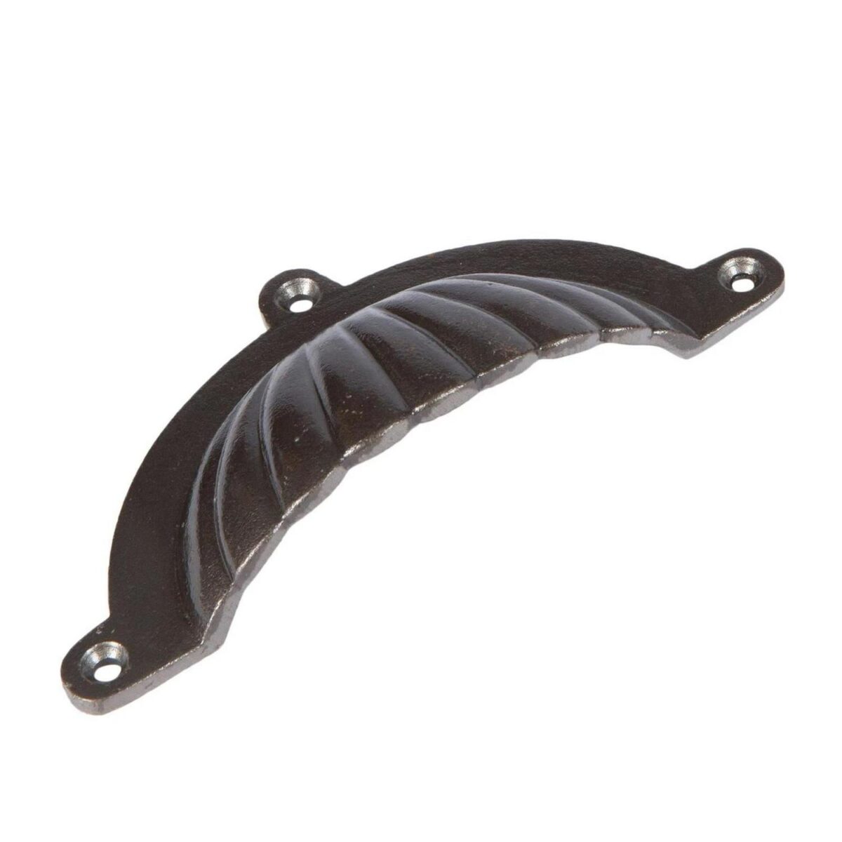 Fluted Cabinet Cup Handle Cast Iron Cupboard Handles 130mm x 60mm Raw - Image 1