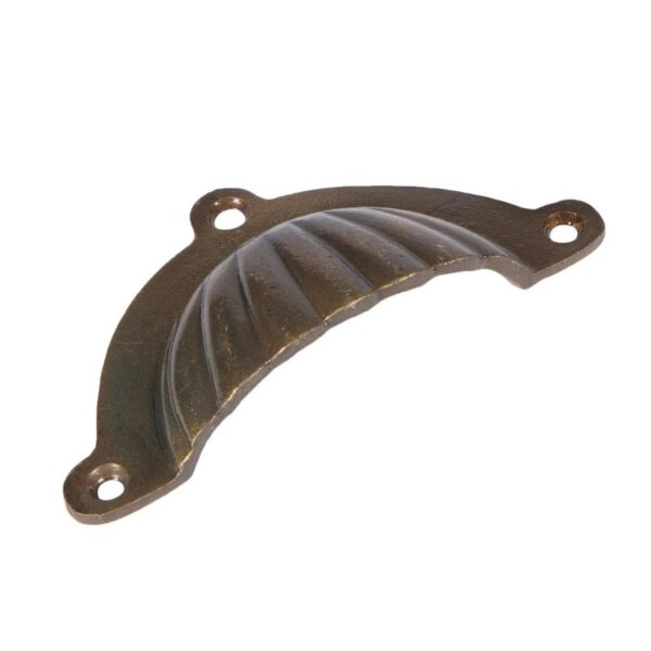 Fluted Cabinet Cup Handle Cast Iron Cupboard Handles 95mm x 50mm Brass