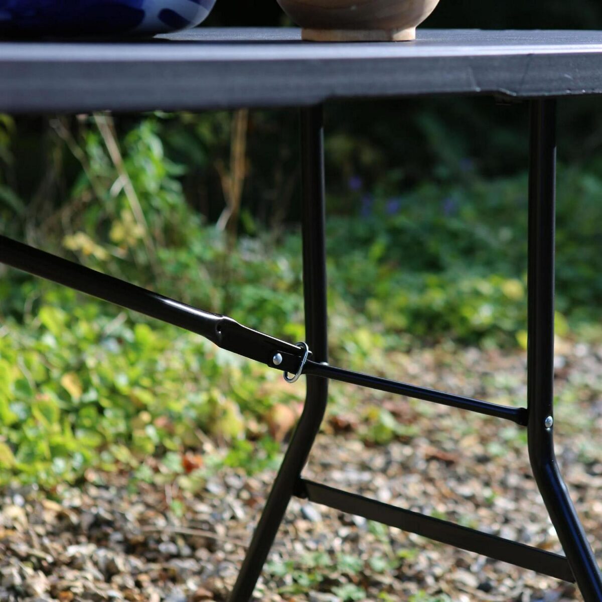 Folding Camping Picnic Table, Bench and Chair Set 180cm (6ft) Black Furniture - Image 7