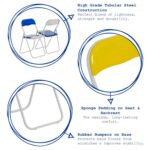 Folding Chairs Padded Faux Leather Studying Dining Office Chair Blue White x2 - Image 2