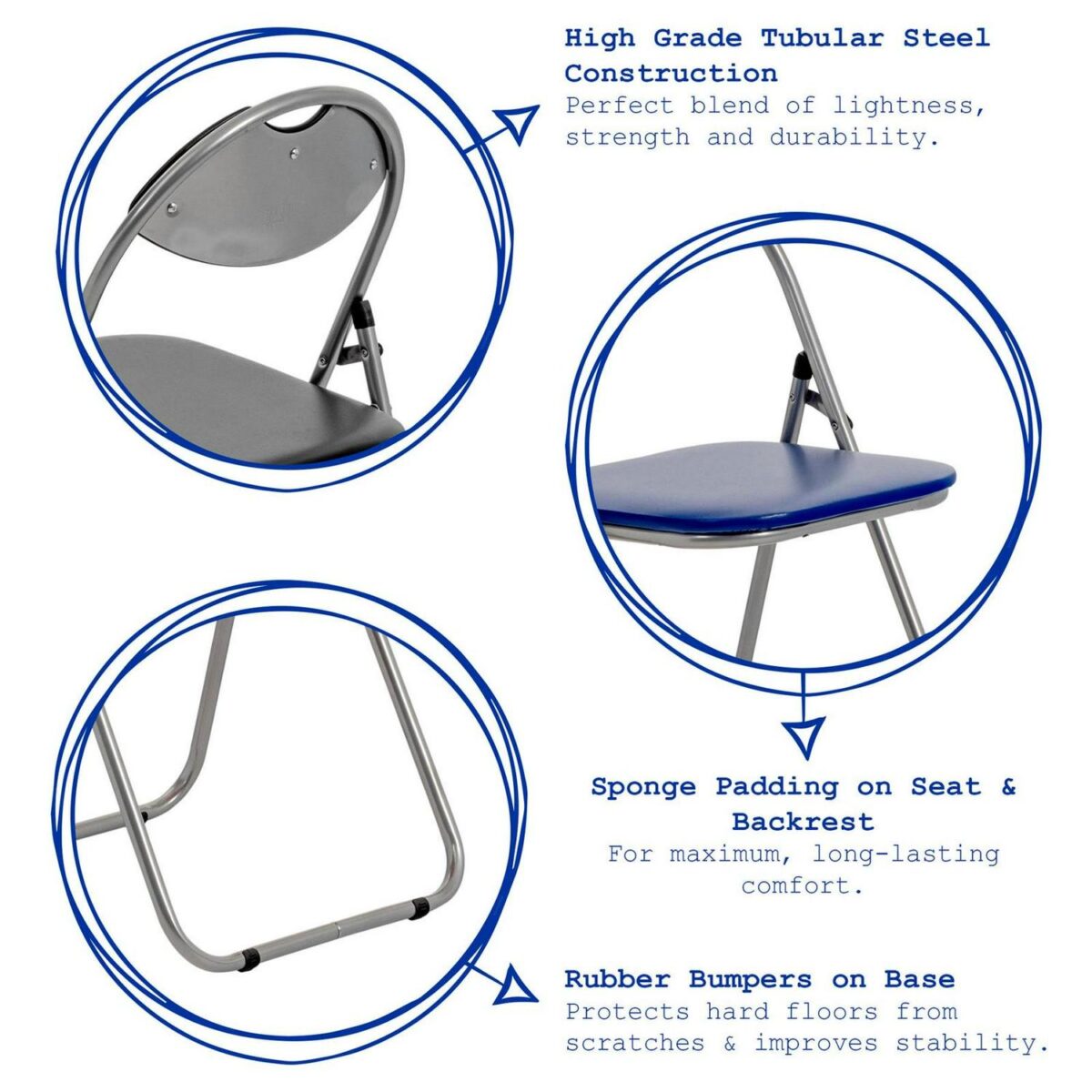 Folding Chairs Padded Faux Leather Studying Dining Office Event Chair White x2 - Image 2