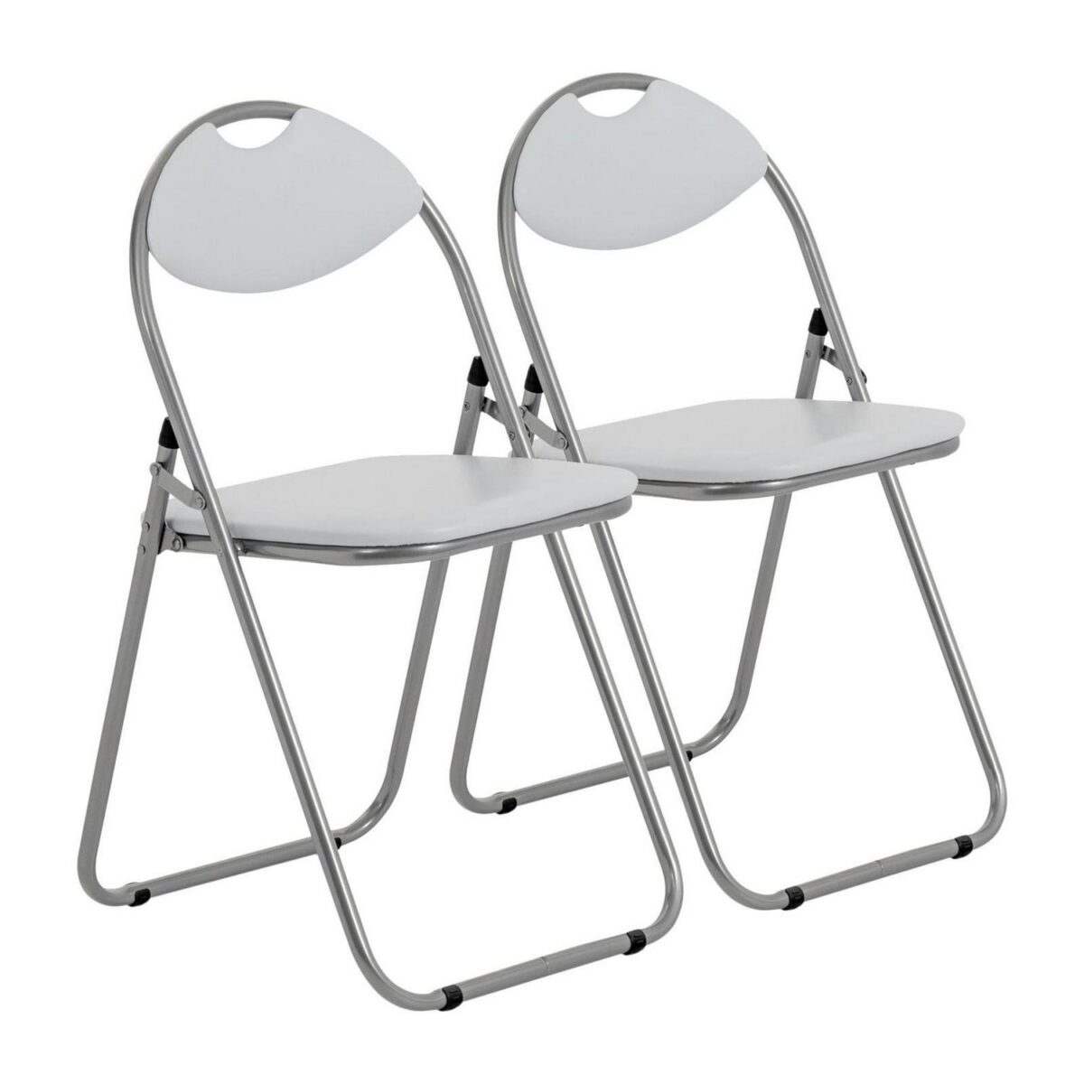 Folding Chairs Padded Faux Leather Studying Dining Office Event Chair White x2 - Image 1