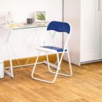 Folding Chairs Padded Faux Leather Studying Dining Office Chair Blue White x2 - Image 6