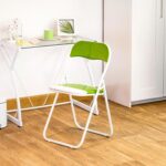 Folding Chairs Padded Faux Leather Studying Dining Office Chair Green White x6 - Image 6