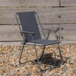 Folding Metal Beach Chair Outdoor Camping Picnic Armchair Canvas Seat Grey - Image 5