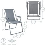 Folding Metal Beach Chair Outdoor Camping Picnic Armchair Canvas Seat Grey - Image 3