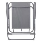Folding Metal Beach Chair Outdoor Camping Picnic Armchair Canvas Seat Grey - Image 4