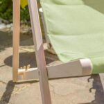 Folding Wooden Deck Chair Adjustable Reclining Canvas Beach Lounger Lime Green - Image 7