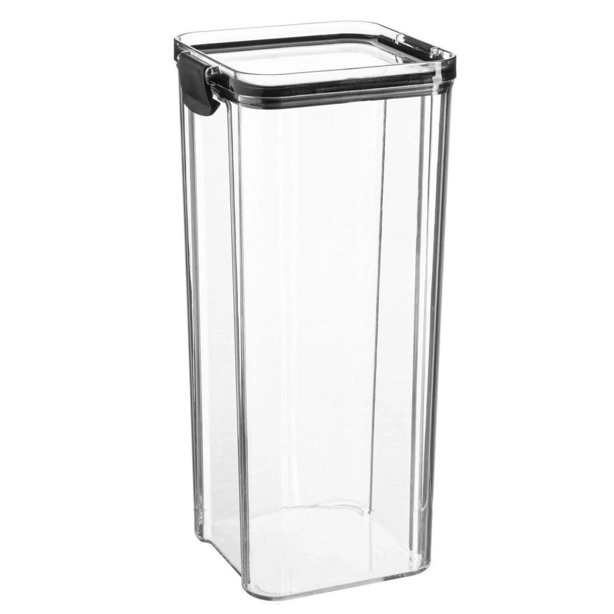 Food Storage Container Plastic Kitchen Organiser Clip Lid 1.8 Litre Black - Image 1
