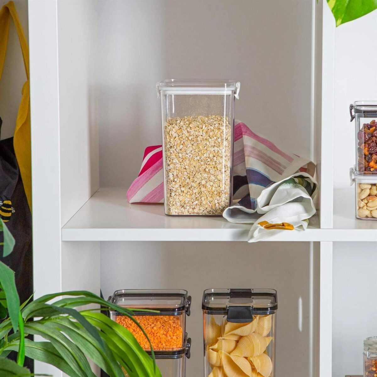 Food Storage Container Plastic Kitchen Organiser Clip Lid 1.3 Litre White - Image 6