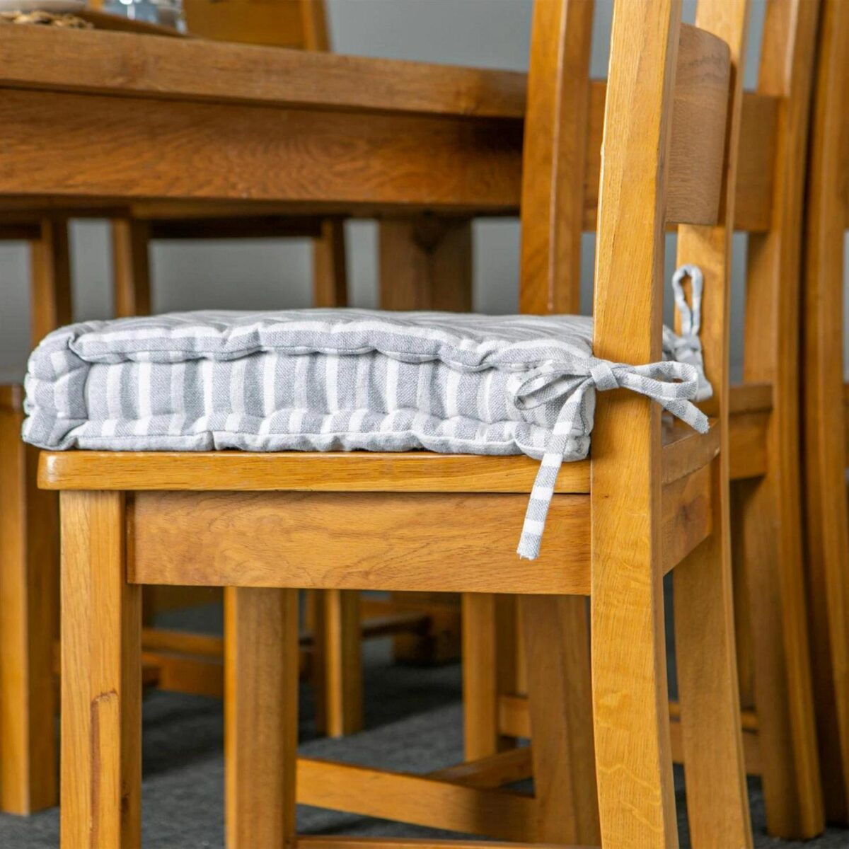 French Mattress Seat Cushion Luxury Cotton Garden Chair Support Pad Grey Stripe - Image 7