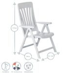 Garden Armchair Chair Resol Blanes Adjustable Folding Plastic Lounger White x2 - Image 3
