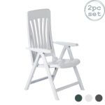 Garden Armchair Chair Resol Blanes Adjustable Folding Plastic Lounger White x2