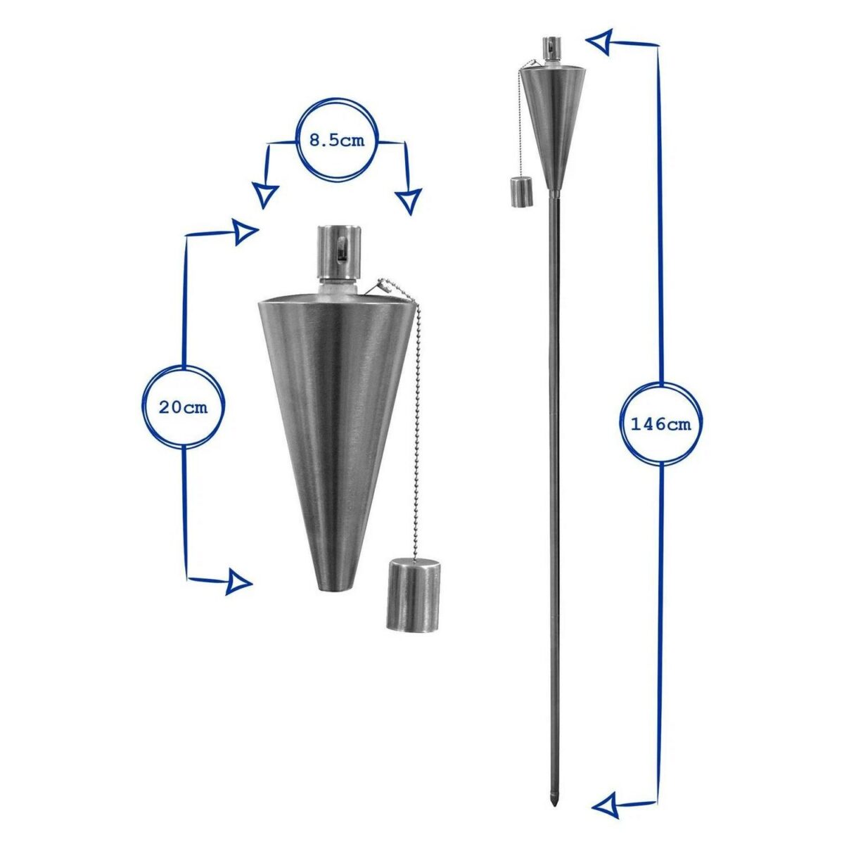 Garden Fire Torch Oil Paraffin Flame Lanterns - 146cm Triangle Design x6 - Image 3