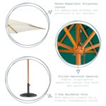 Garden Patio Parasol Umbrella Hardwood Frame 2.7m Outdoor Beach Sun Shade - Image 2