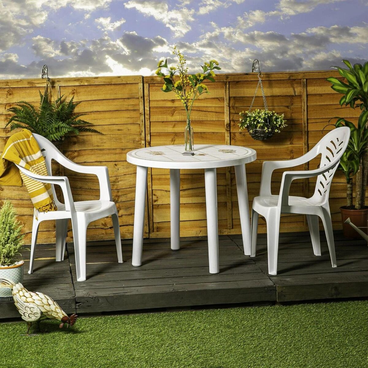 Garden Table and Chair Set Resol Tossa Outdoor Dining Table and 4 Chairs White - Image 7