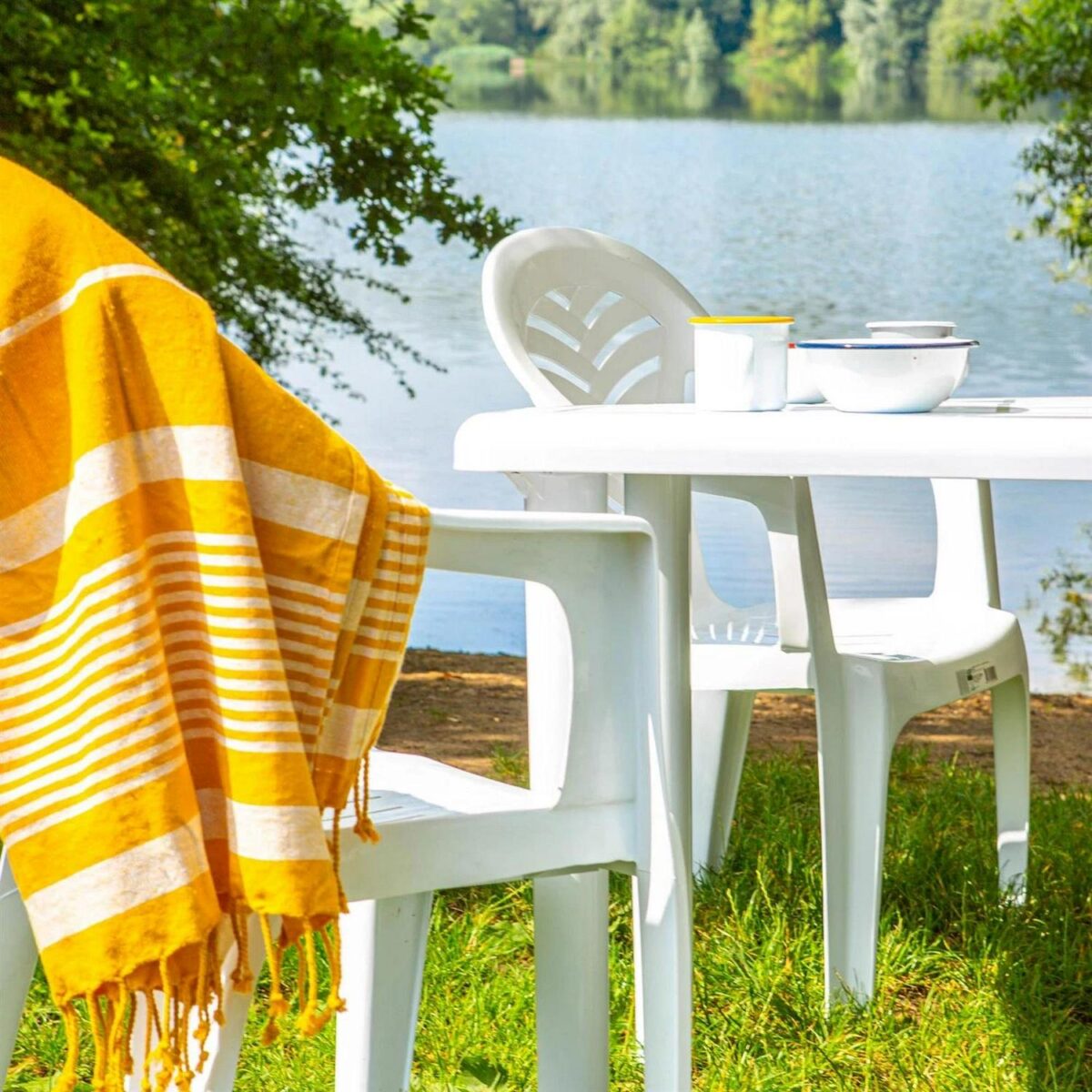 Garden Table and Chair Set Resol Tossa Outdoor Dining Table and 4 Chairs White - Image 10