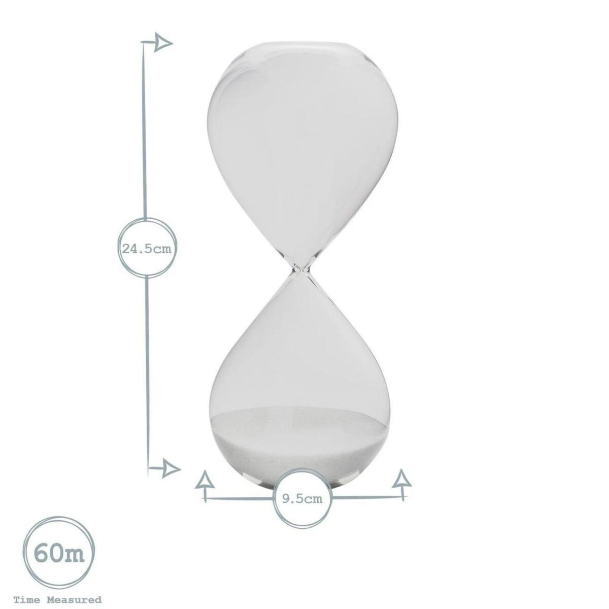 Glass Kitchen Sand Timer Rustic Cooking Clock Accessory Tool 60 Minutes Clear - Image 3