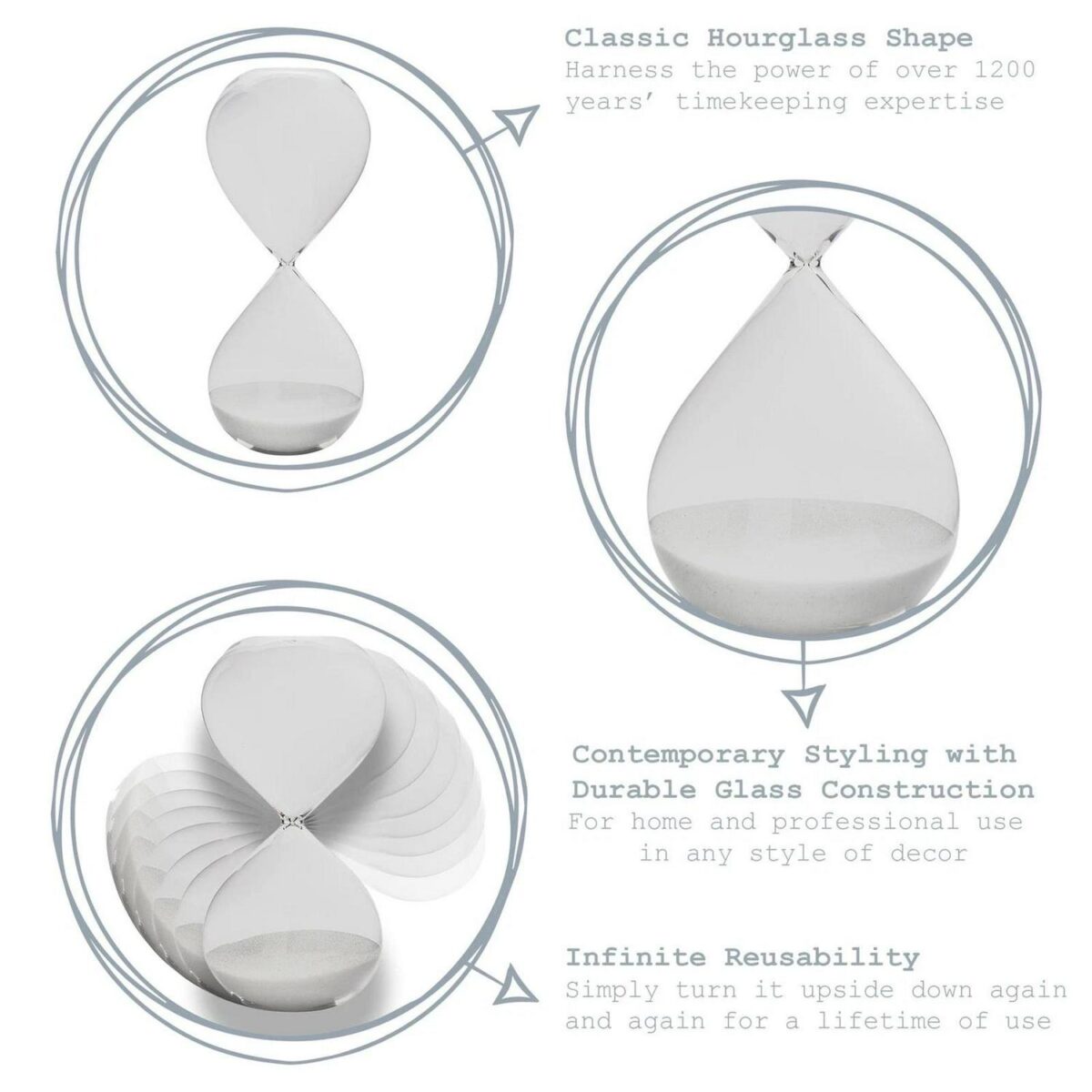 Glass Kitchen Sand Timer Rustic Cooking Clock Accessory Tool 60 Minutes Clear - Image 2