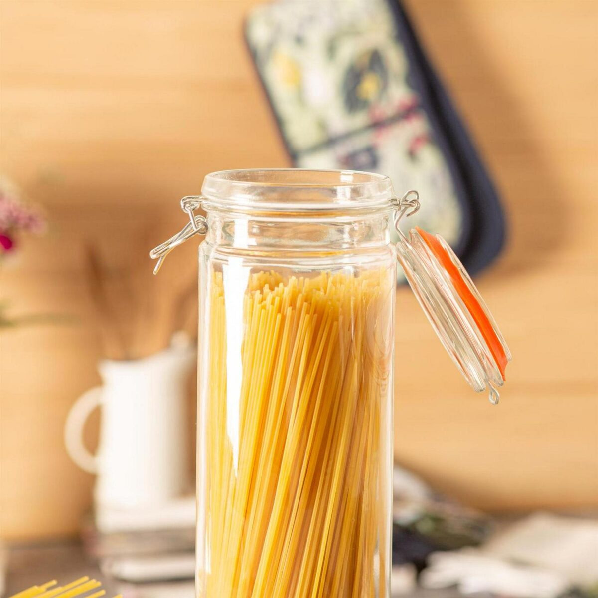 Glass Spaghetti Pasta Food Preserving Storage Jar - 2050ml Clip Top Kitchen - Image 5