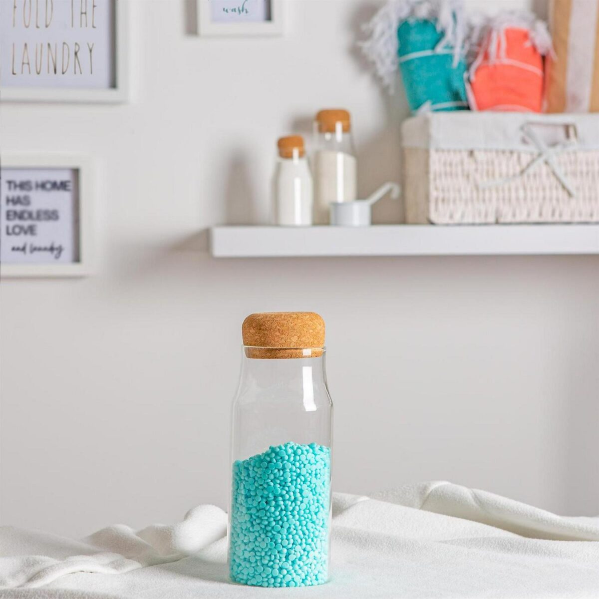 Glass Storage Bottle with Cork Lid Modern Kitchen Pantry Food Canister 720ml - Image 6
