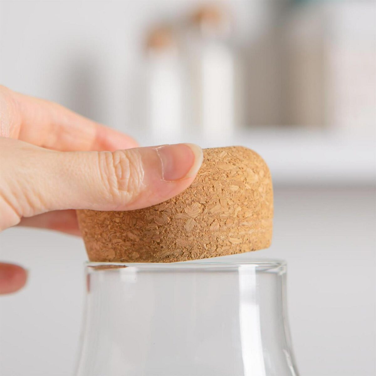 Glass Storage Bottle with Cork Lid Modern Kitchen Pantry Food Canister 720ml - Image 7