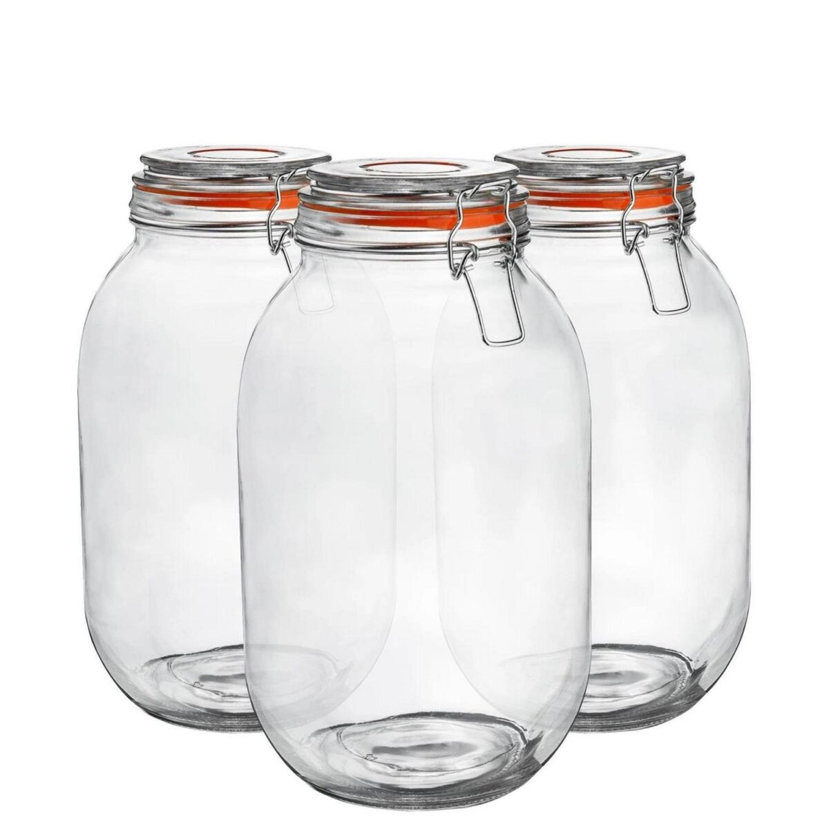 Glass Storage Food Preserve Preserving Clip Top Airtight Jar 3000ml x6 - Image 1