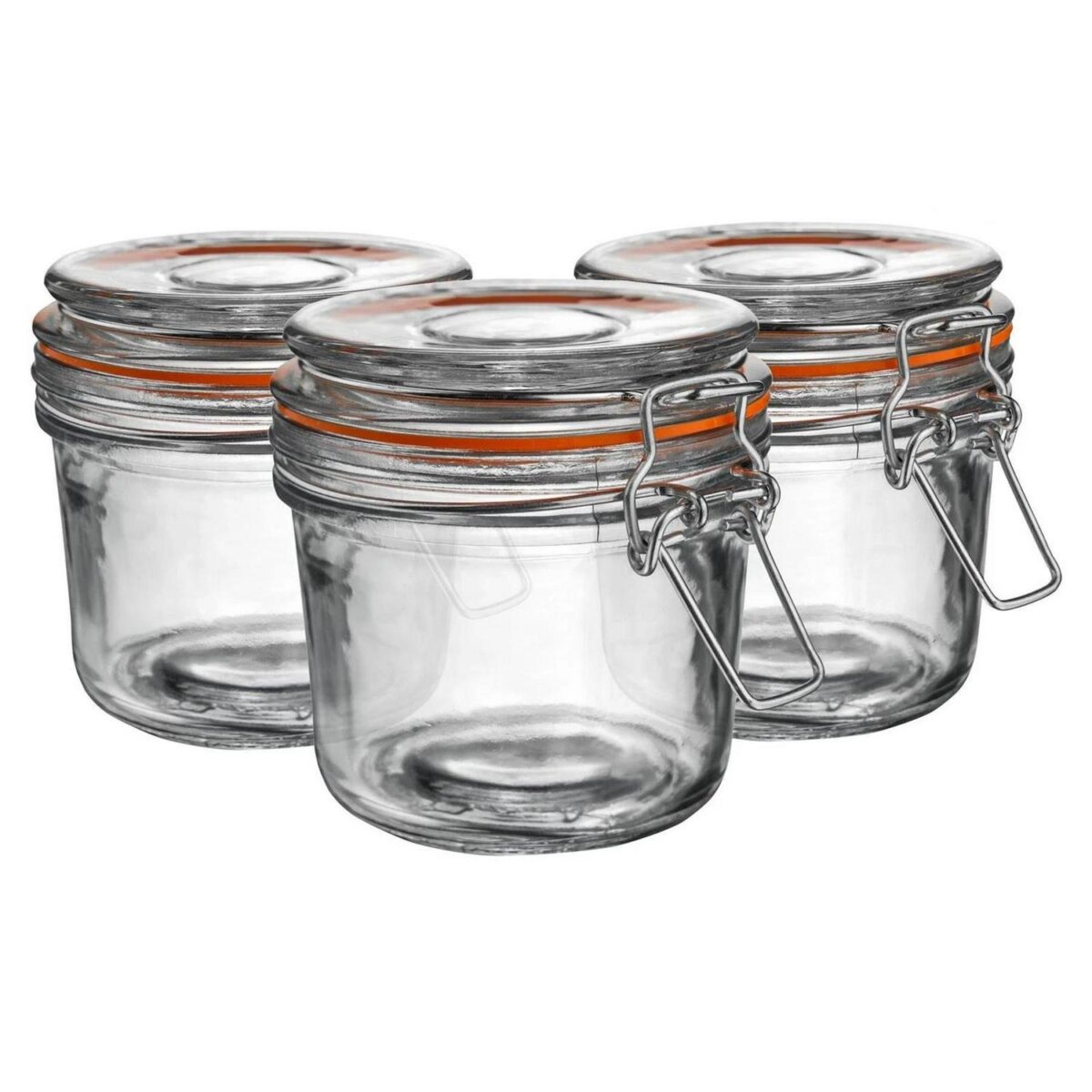 Glass Storage Food Preserve Preserving Clip Top Airtight Jar 350ml x3 - Image 1