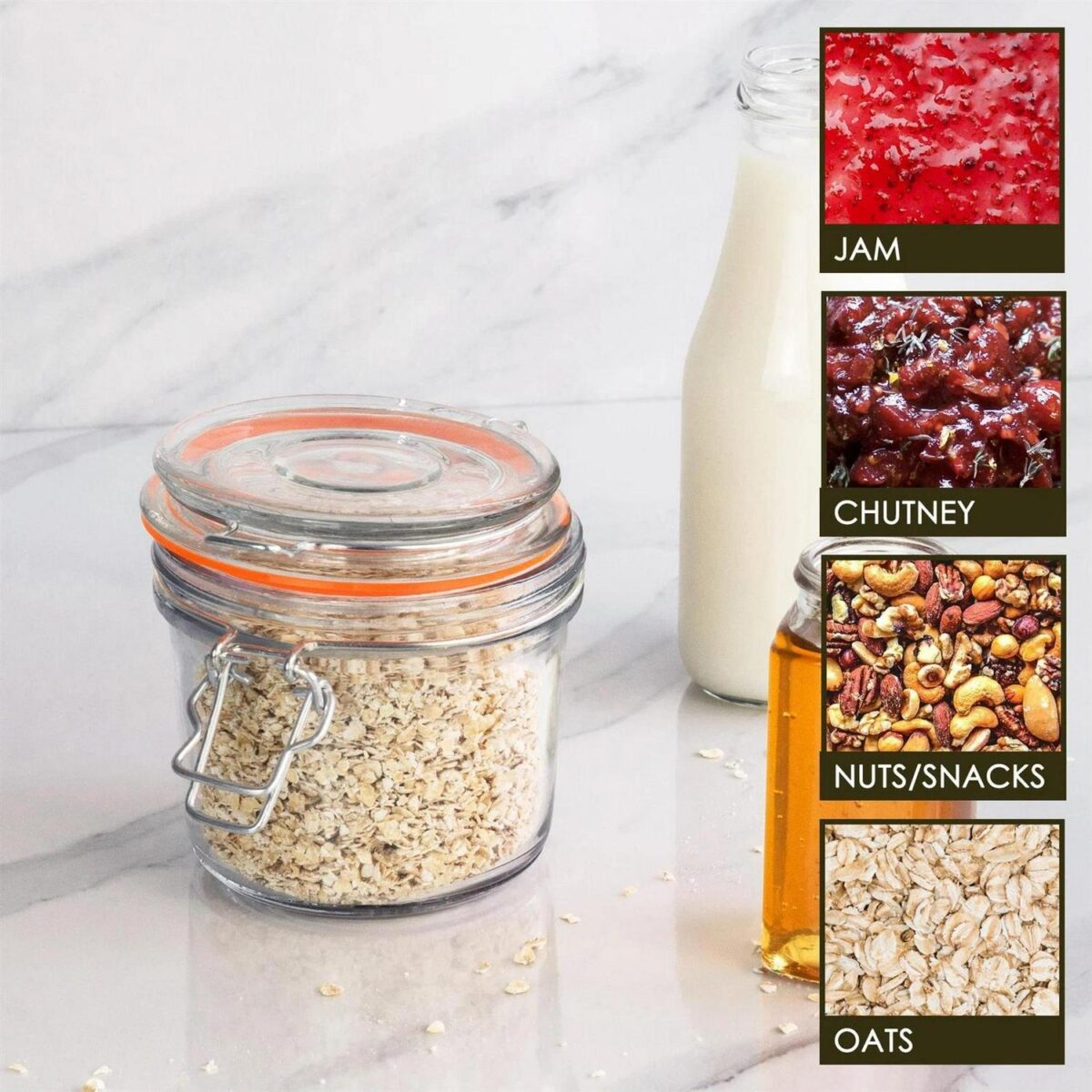 Glass Storage Food Preserve Preserving Clip Top Airtight Jar 350ml x3 - Image 5