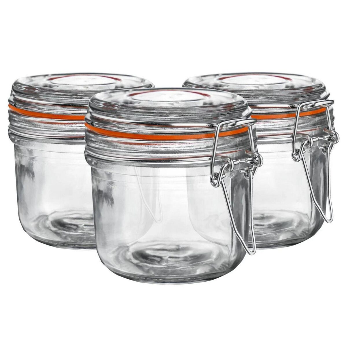 Glass Storage Food Preserve Preserving Clip Top Airtight Jar 200ml x6 - Image 1