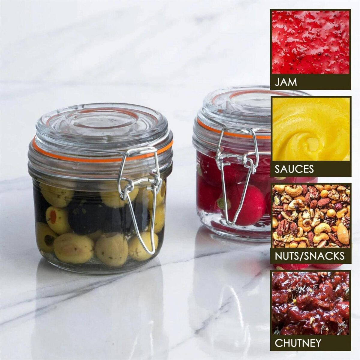 Glass Storage Food Preserve Preserving Clip Top Airtight Jar 200ml x6 - Image 5
