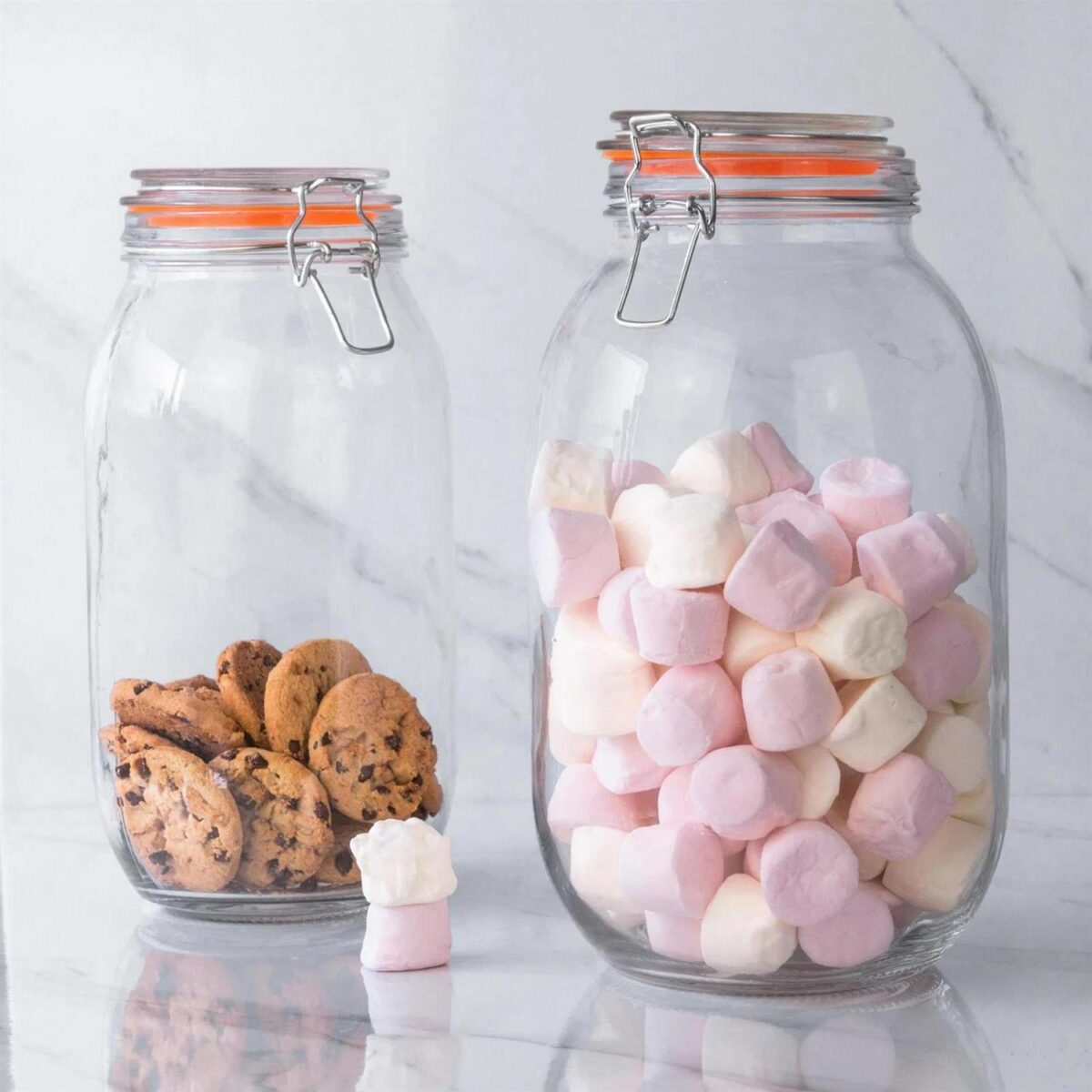 Glass Storage Jar Food Preserving Container Clip Lid 2 Litre Orange Seal - Image 6