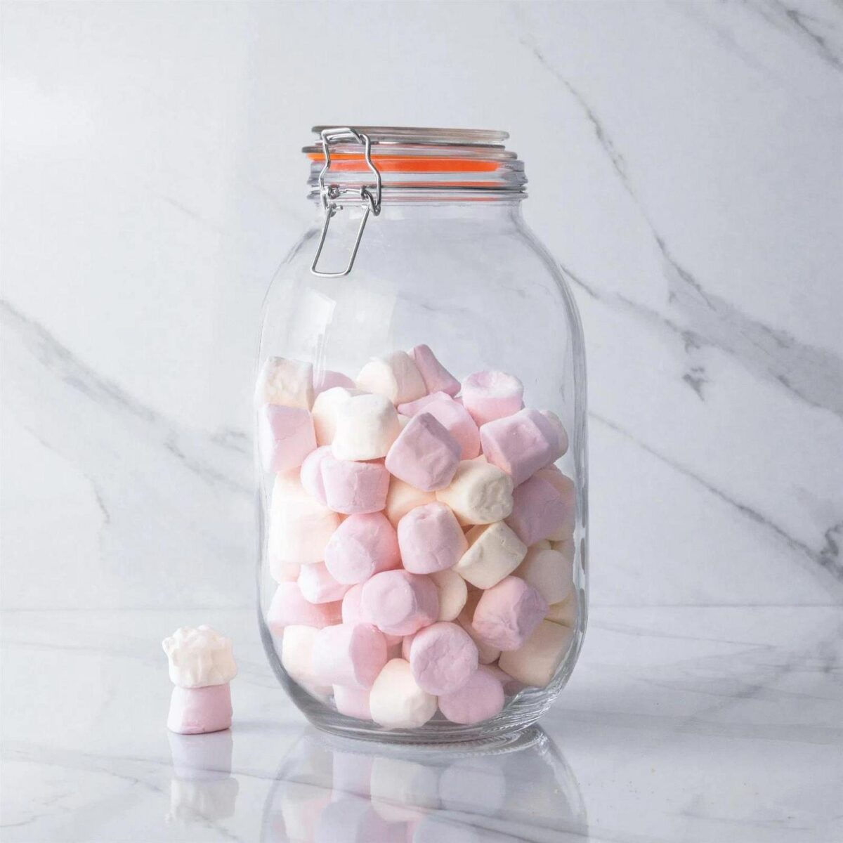 Glass Storage Jar Food Preserving Container Clip Lid 3 Litre Orange Seal - Image 5