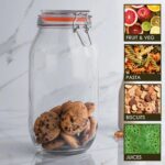 Glass Storage Jar Food Preserving Container Clip Lid 2 Litre Orange Seal - Image 4
