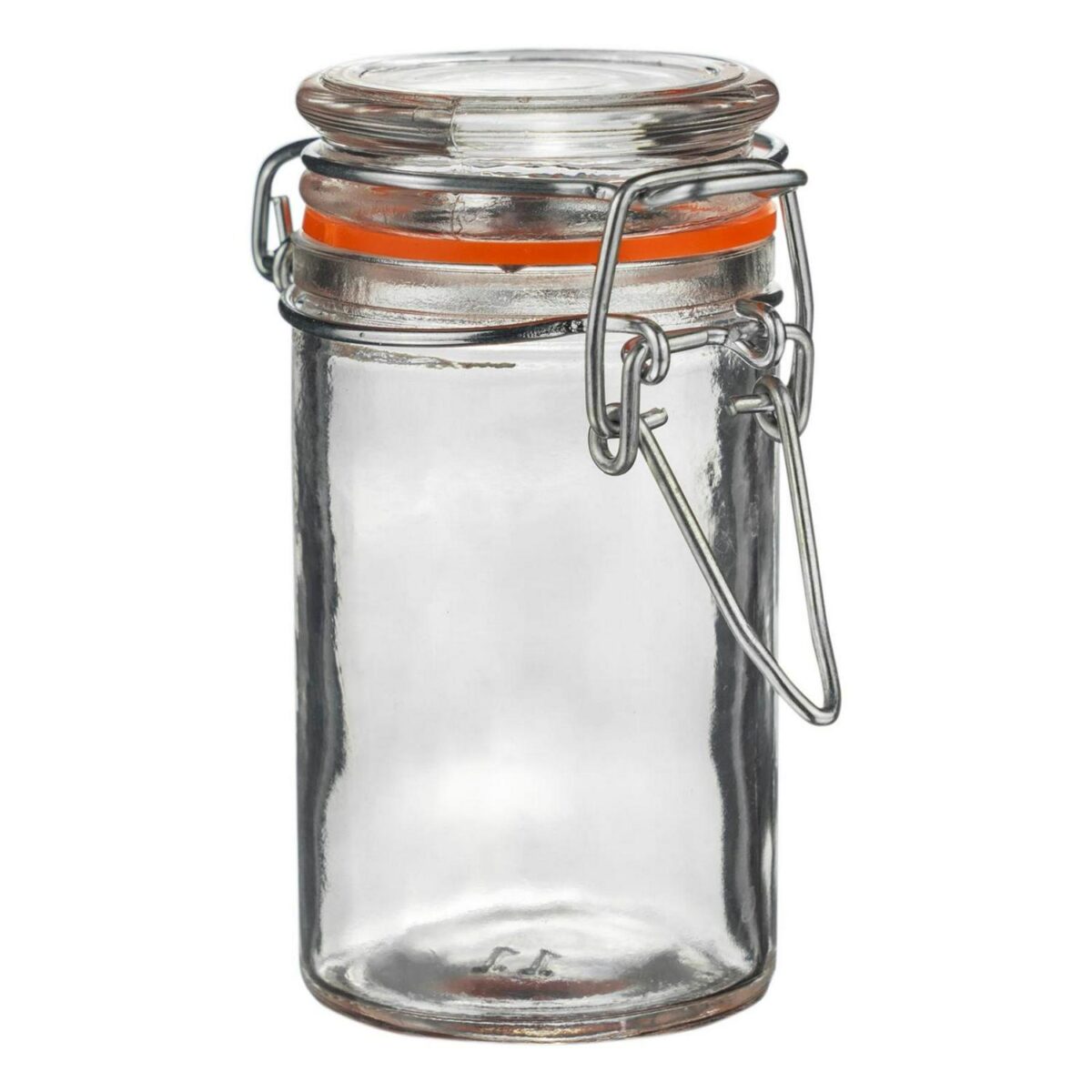 Glass Storage Jar Vintage Food Preserving Container Clip Lid 70ml Orange Seal - Image 1