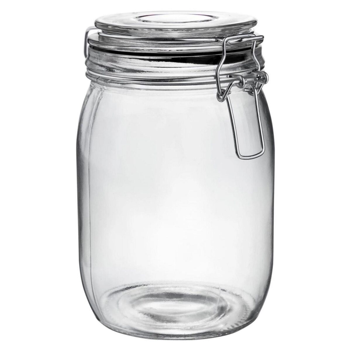 Glass Storage Jar Vintage Food Preserving Container Clip Lid 1 Litre Black Seal - Image 1