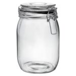 Glass Storage Jar Vintage Food Preserving Container Clip Lid 1 Litre Black Seal