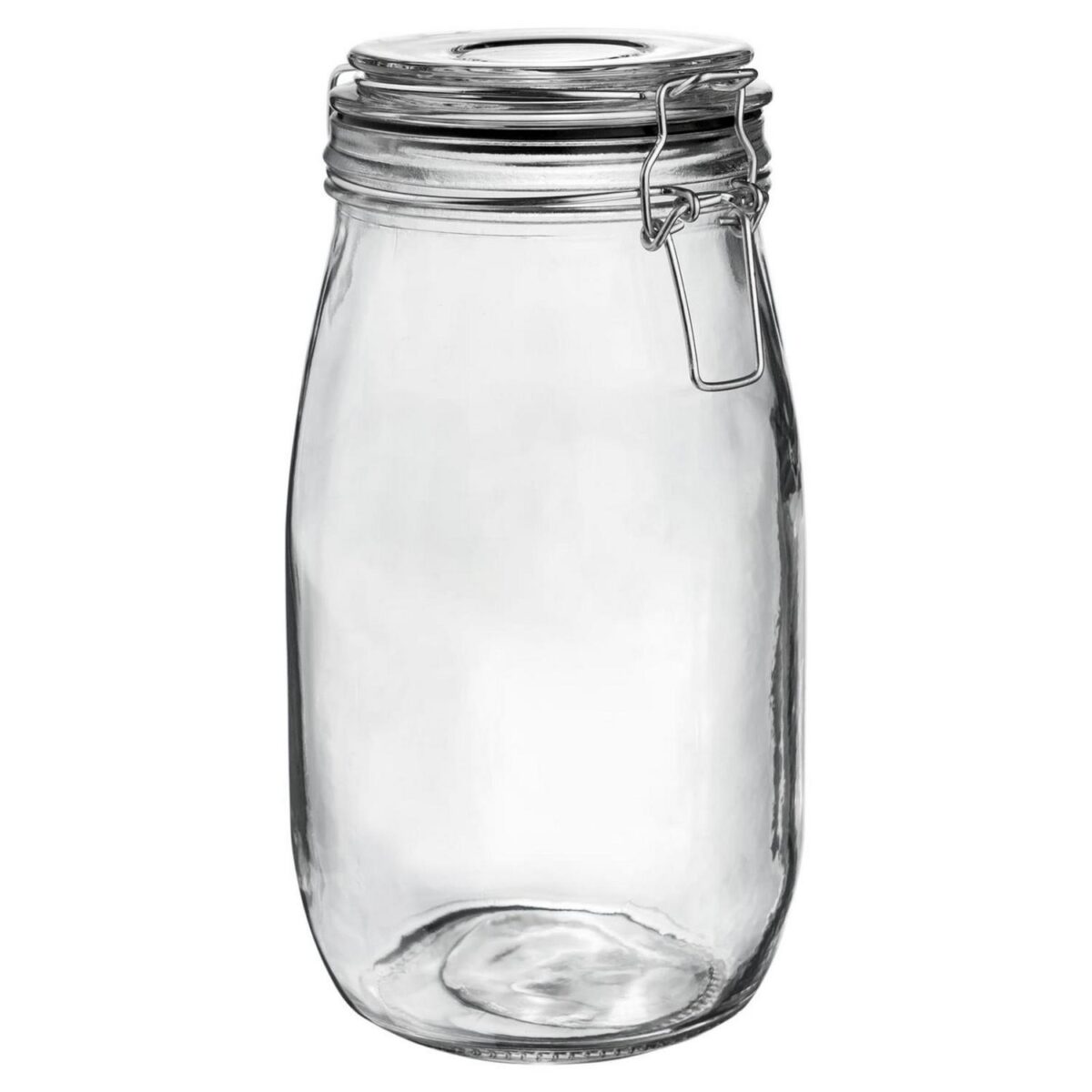 Glass Storage Jar Vintage Food Preserving Container 1.5 Litre Black Seal - Image 1