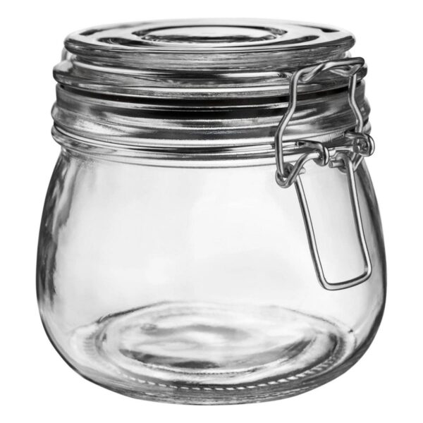 Glass Storage Jar Vintage Food Preserving Container Clip Lid 500ml Black Seal
