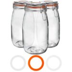 Glass Storage Jars Airtight Clip Top Lid Food Preserve Preserving Jar 1.5L x3